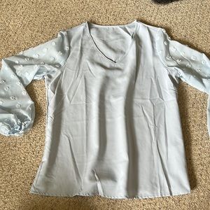 Baby blue long sleeve blouse